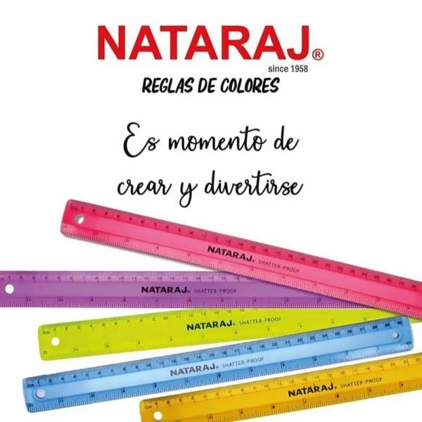 REGLA 30CM MEDIDA EN PULGADAS Y CMS D/FLEXIBLE *UND NATARAJ