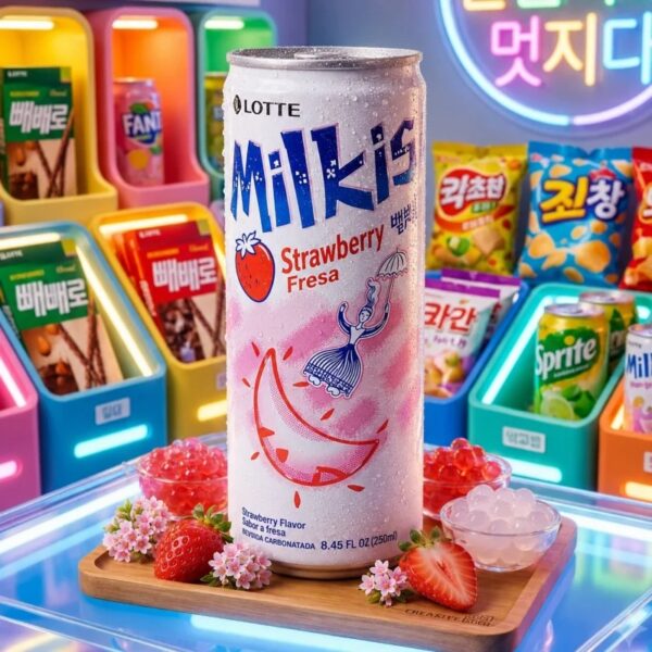 MILKIS BEBIDA CARBONATADA SABOR A FRESA 250ML LOTTE KOREA