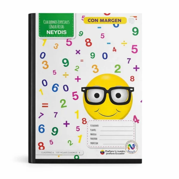 CUADERNO ESPECIAL COSIDO A4 100H CUADRO #6 NEY