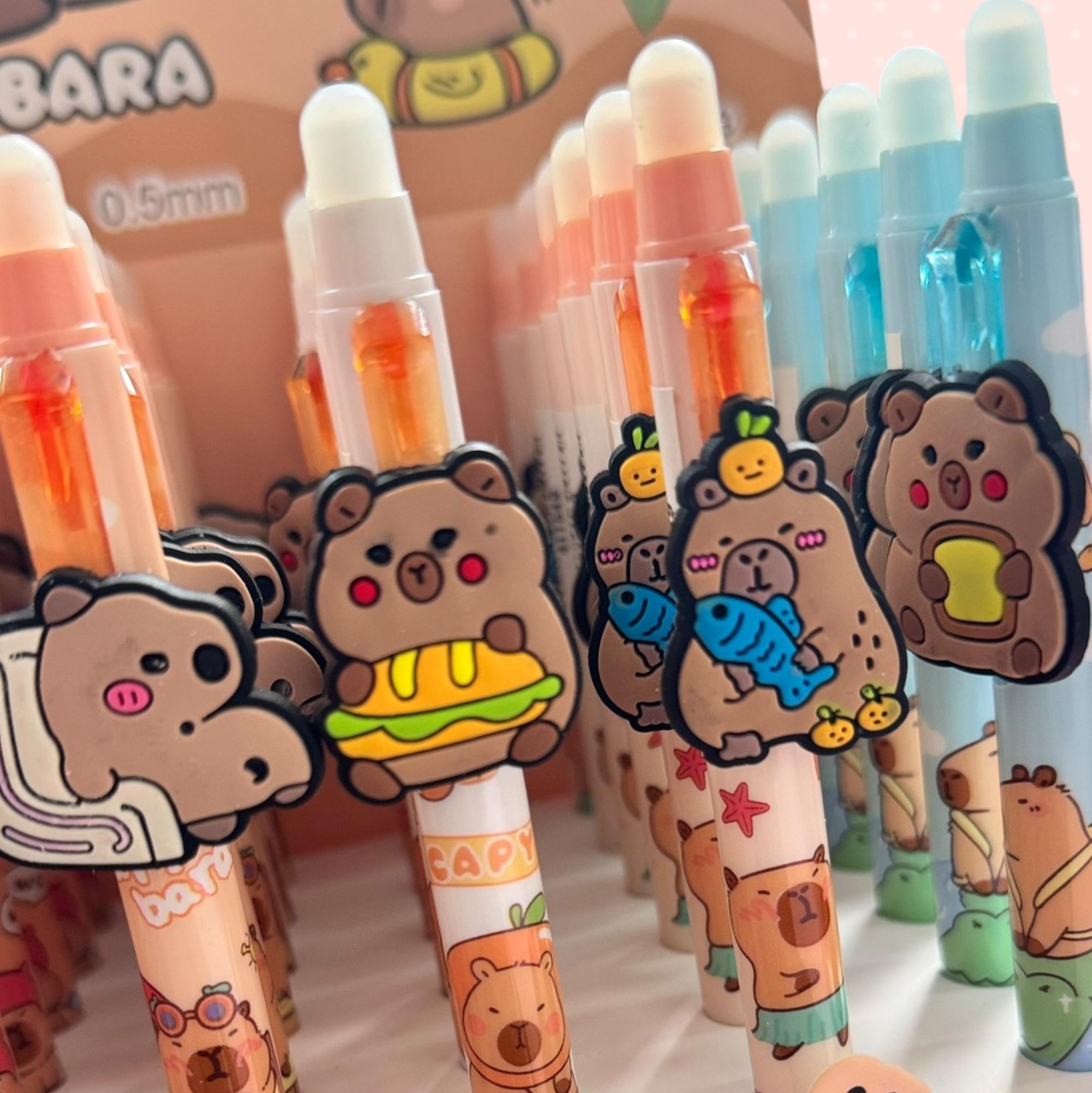 Set De Papelería Capibara MEISO - 10 Bolígrafos Borrables + 4 Reglas Con Diseño Kawaii, Material Escolar Divertido Para Niños Y Adultos