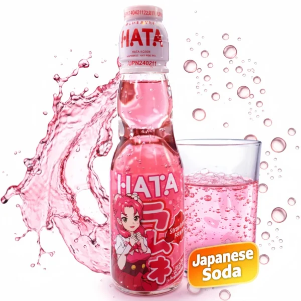 BEBIDA JAPONESA CARBONATADA HATA RAMUNE 200ML SABOR FRESA