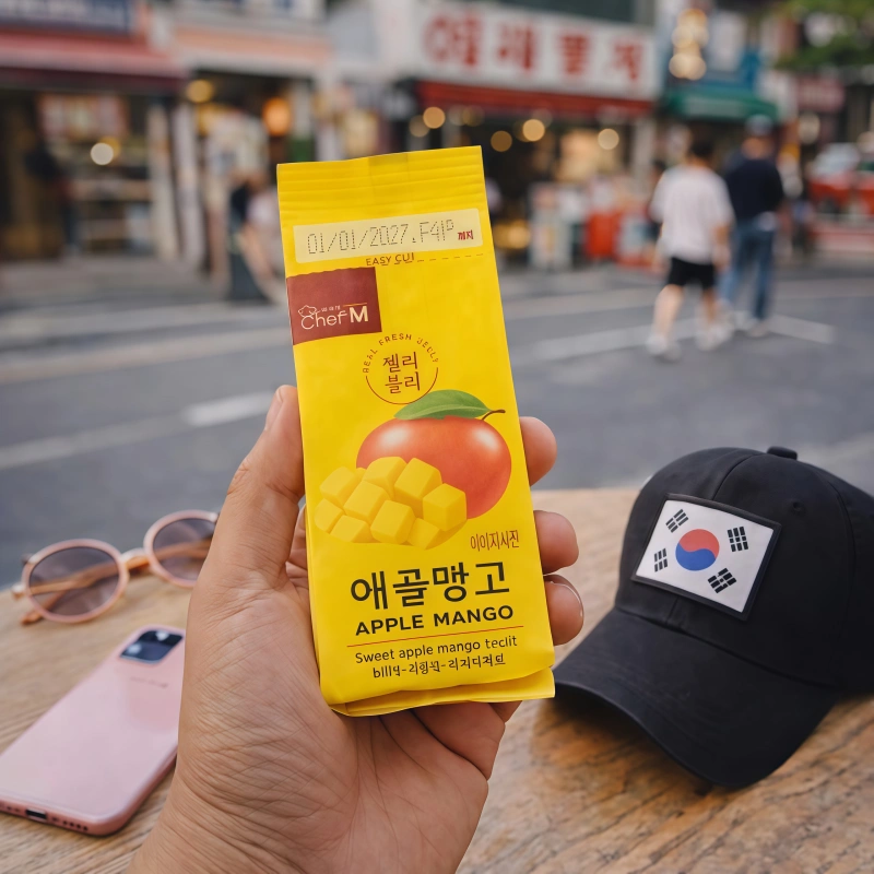 JELLY VELY POSTRE GELIFICADO SABOR MANZANA MANGO 60GR KOREA