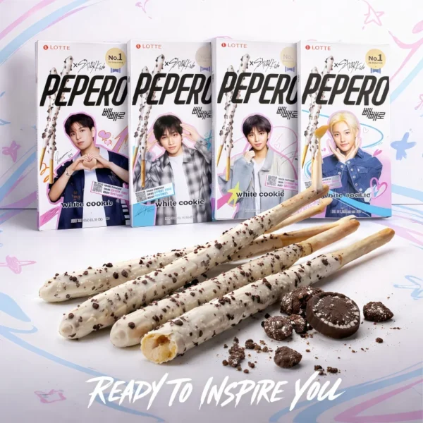 PEPERO KOREA 32GR WHITE CHOCO COOKIE LOTTE STRAY KIDS EDITION