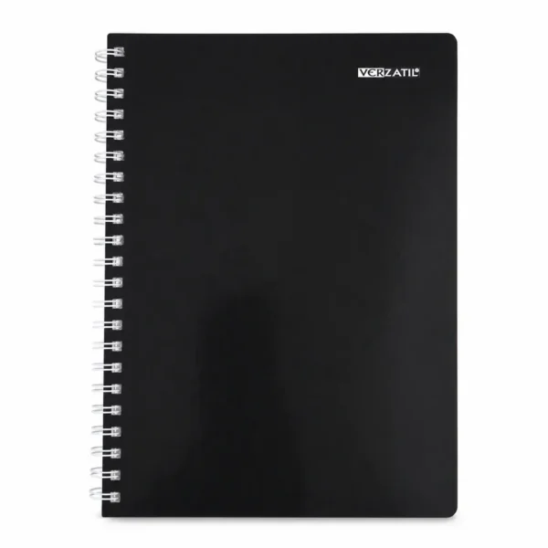 cuaderno universitario negro pasta flex verzatil 100 hojas