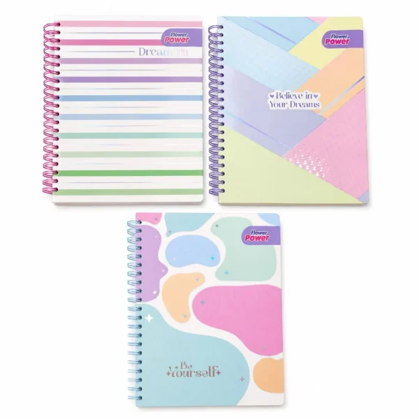 cuaderno universitario flower power 8 materias pastel