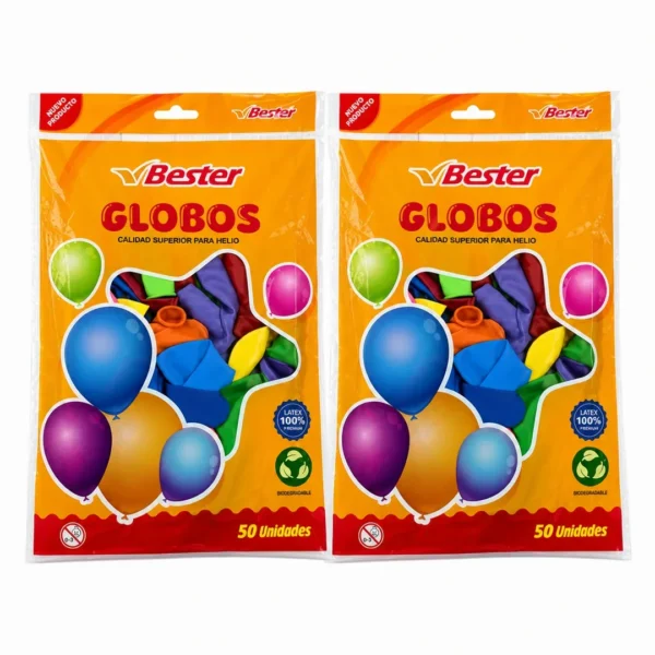 globos latex bester helio colores surtidos 50 unidades