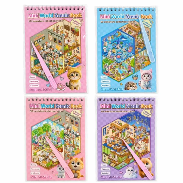 libro stickers mini world scenic book cat edition