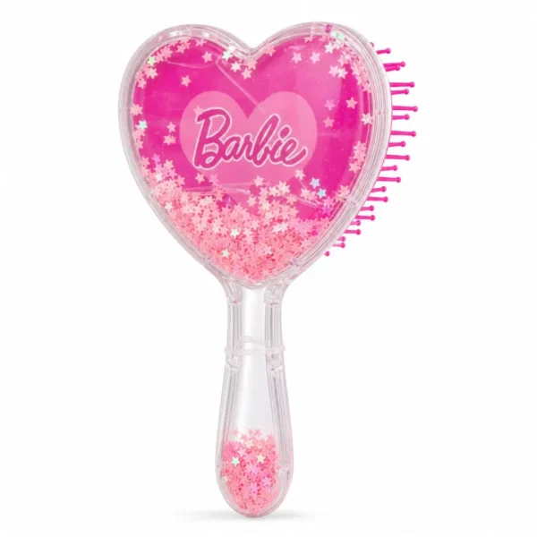 cepillo cabello barbie corazon glitter rosa