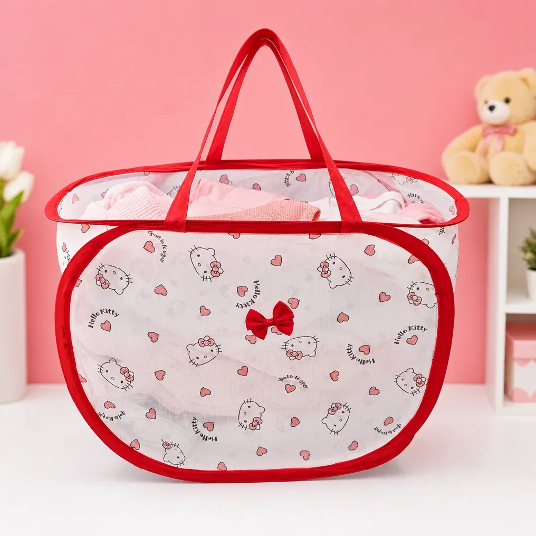 cesto de ropa hello kitty malla rojo taiso