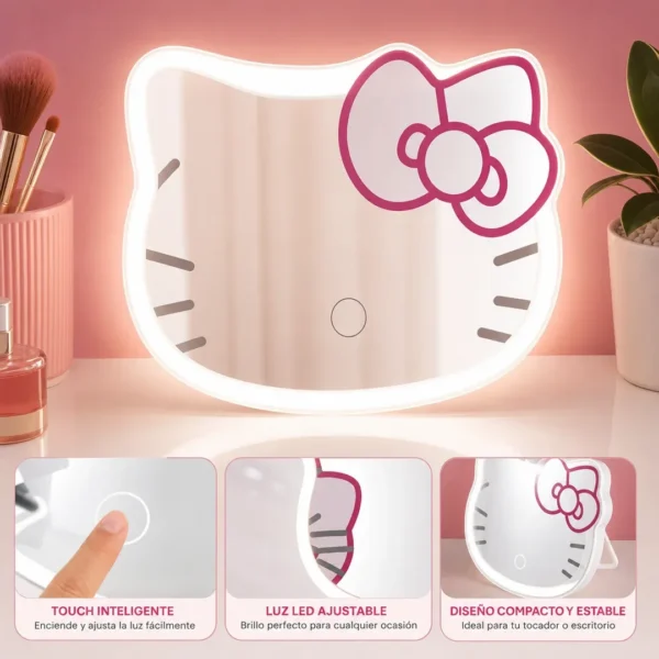 espejo led hello kitty maquillaje tactil