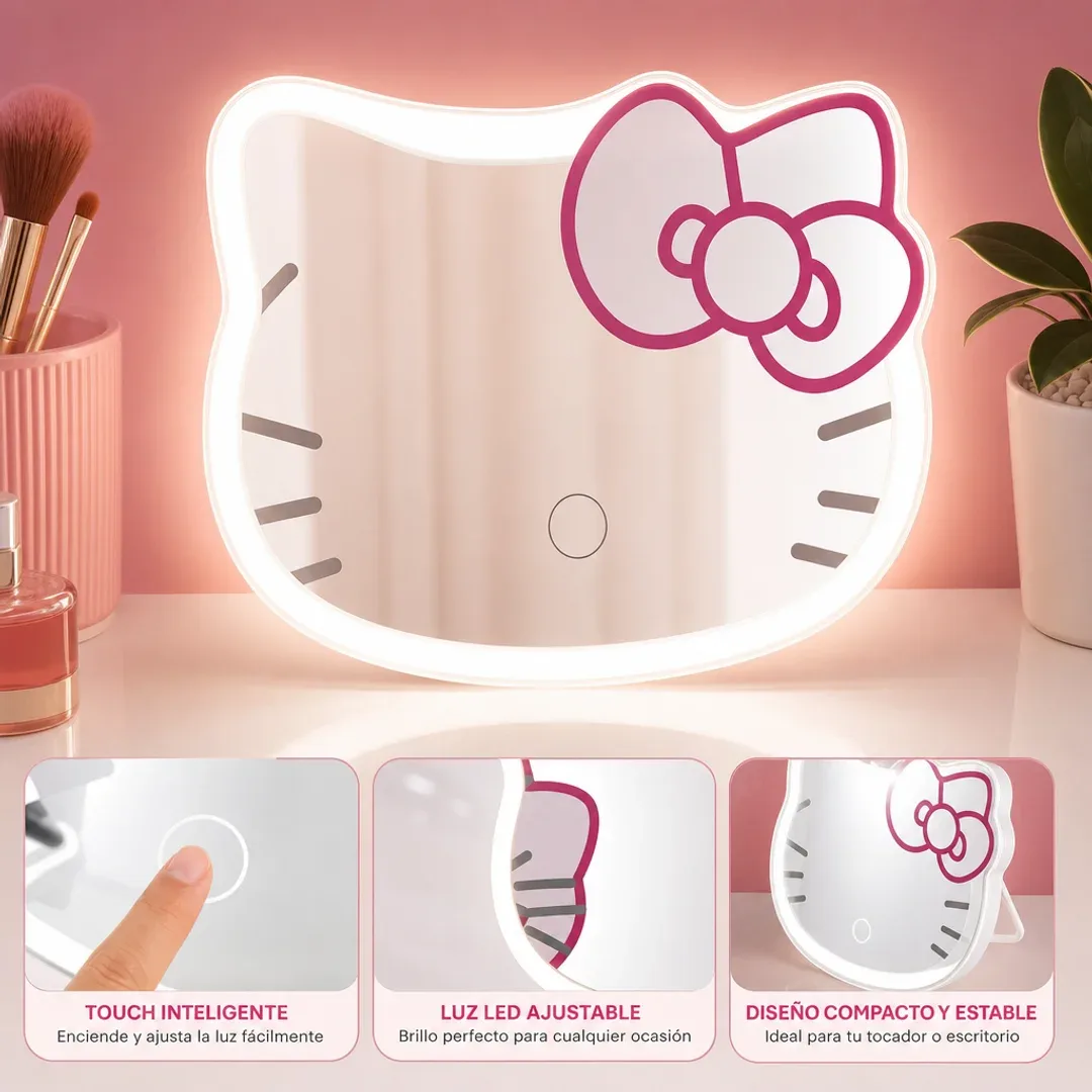 espejo led hello kitty maquillaje tactil