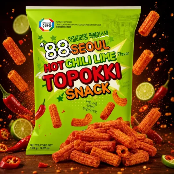 galleta topokki snack 88 seoul hot chili lime 100g