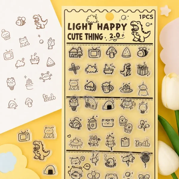 KIT DE MINI SELLOS DE GOMA 2ABC 95*150MM COLLAGE LIGHT HAPPY CUTE THING