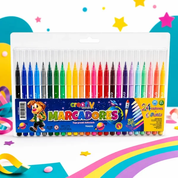 marcadores creativ trazos 24 colores pastel