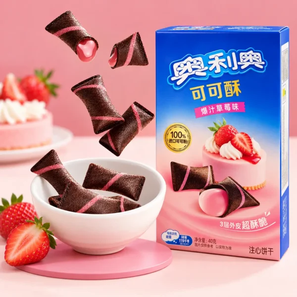 oreo mini cocoa cookies juicy strawberry 40g