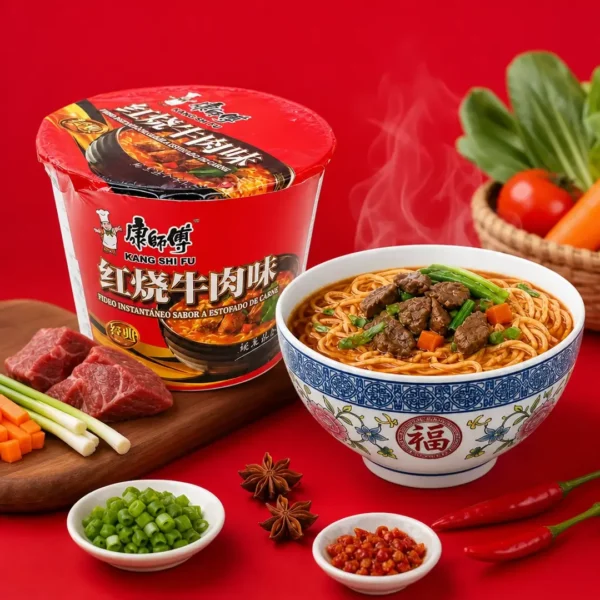ramen chino kang shi fu bowl 108gr sabor a estofado de carne taiso shop