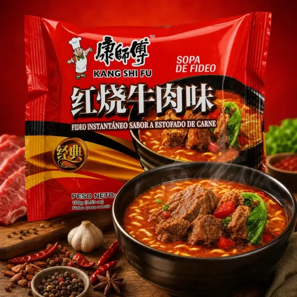 ramen fideos instantaneos estofado carne kang shi fu