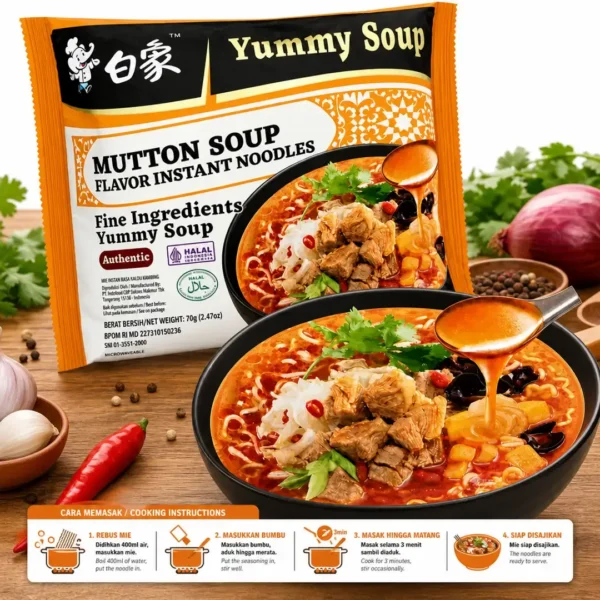 ramen noodles instant yummy soup mutton carne de cordero 96g taiso shop