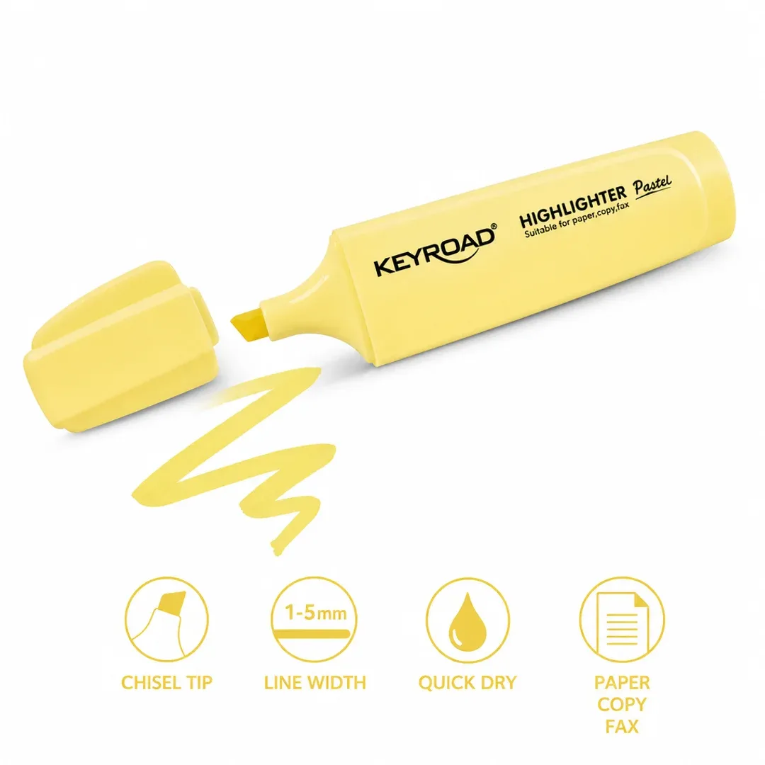 resaltador amarillo pastel keyroad punta biselada