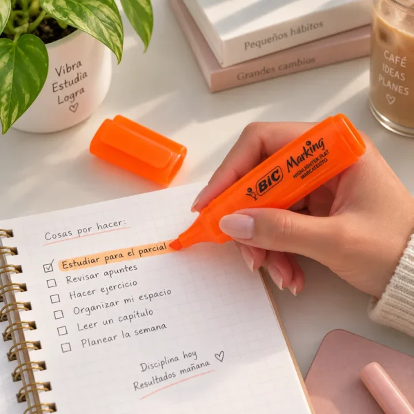 resaltador bic marking flat tomate naranja