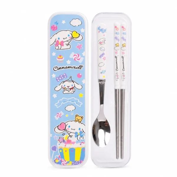 set de utensilios de cinnamoroll 3 pcs estuche celeste