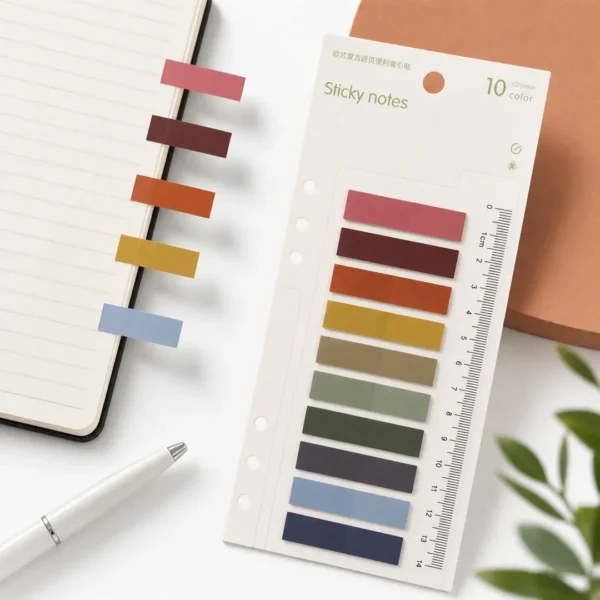 sticky notes 10 colores morandi transparente vintage taiso