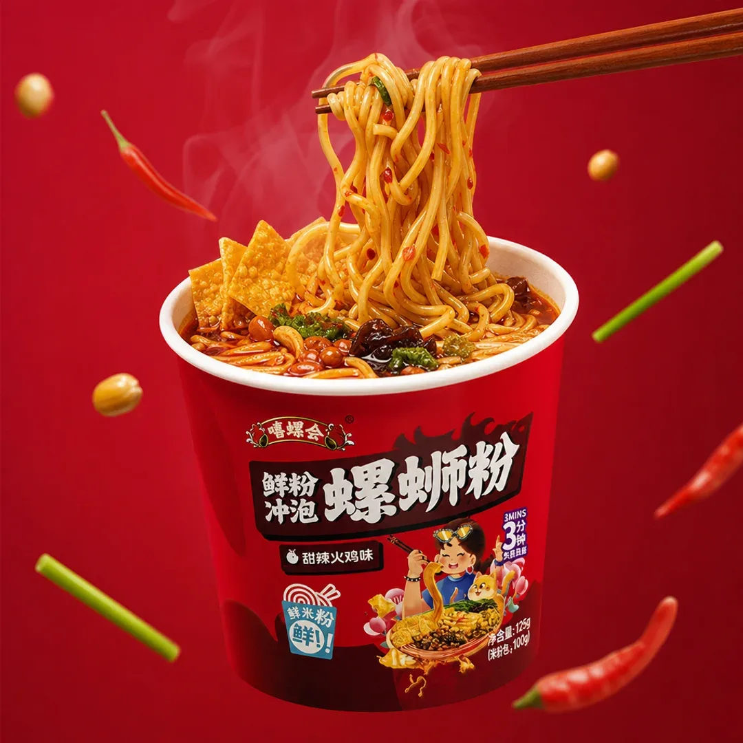 xiluohui fideos arroz instantaneos pollo picante dulce 176g
