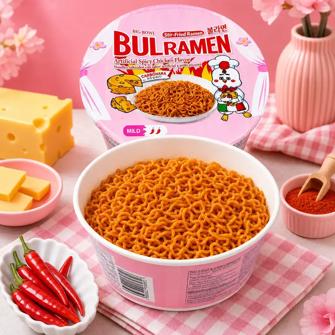 bulramen big bowl carbonara rosa ramen coreano cremoso con queso picante suave 114 g taiso shop