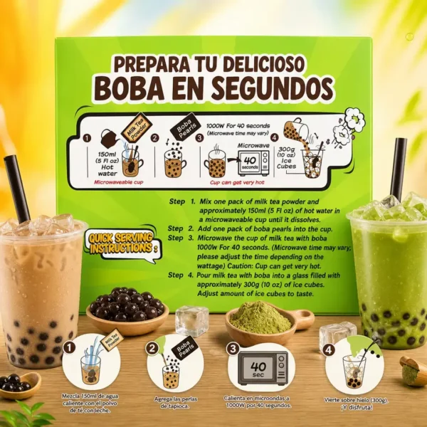 kit de booble tea matcha instant boba kit 9pcs 285g taiso shop 2