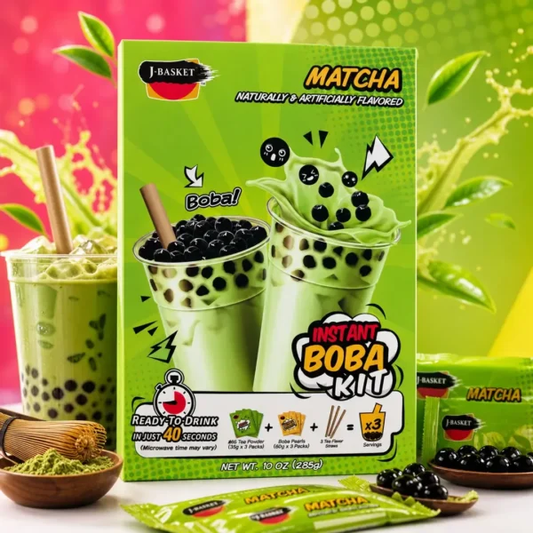 kit boba tea matcha instant j basket 285g