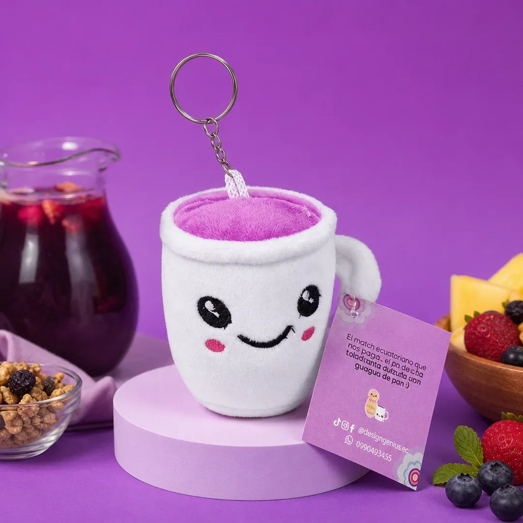 Llavero peluche taza de colada morada 9CM coleccion comida