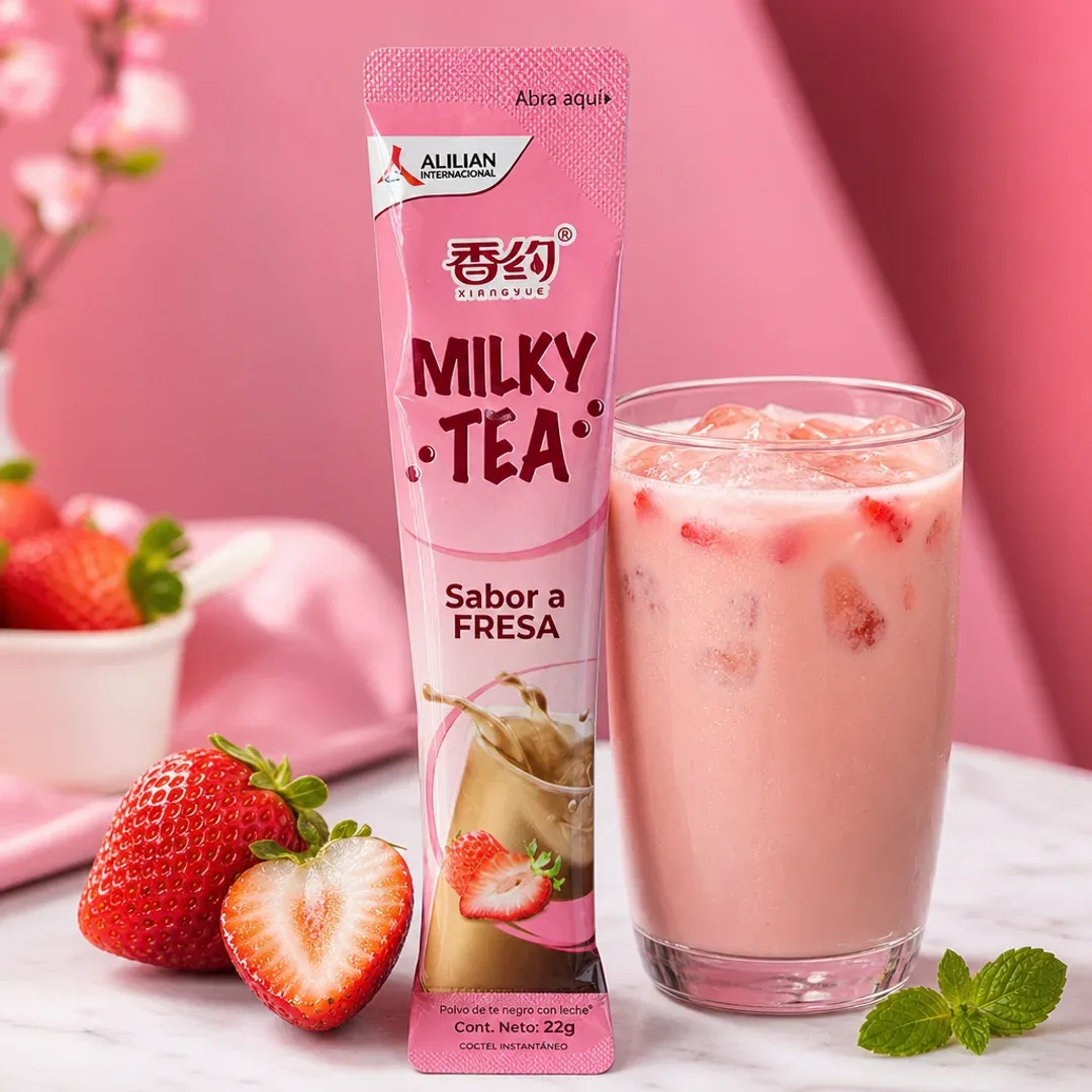 milk tea sachet 22g sabor fresa alilian