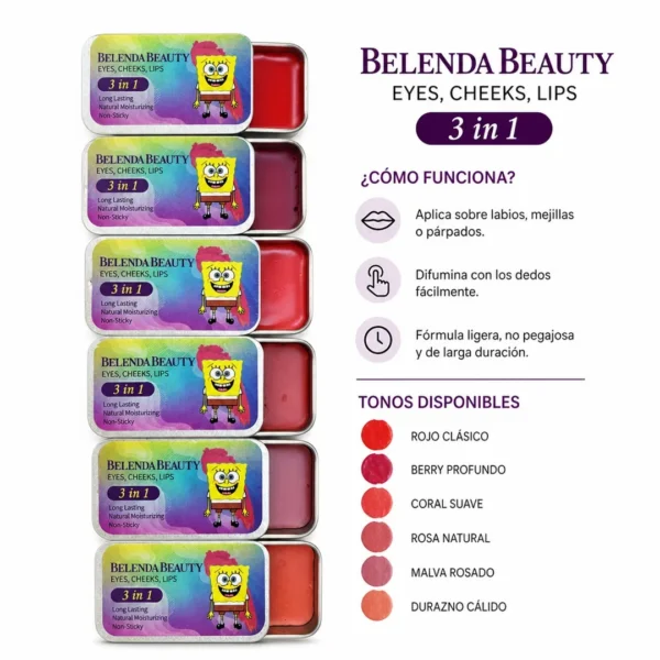 set belenda 3en1 larga duracion hidratante belenda beauty bob esponja