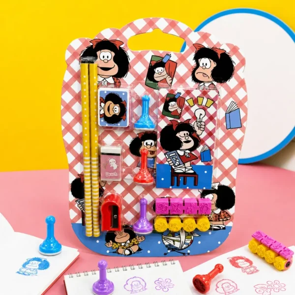 stationery set mafalda 11 pcs set de papeleria mafalda sellos taiso shop
